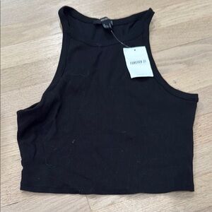 Forever 21 Black Ribbed Tank Top cropped